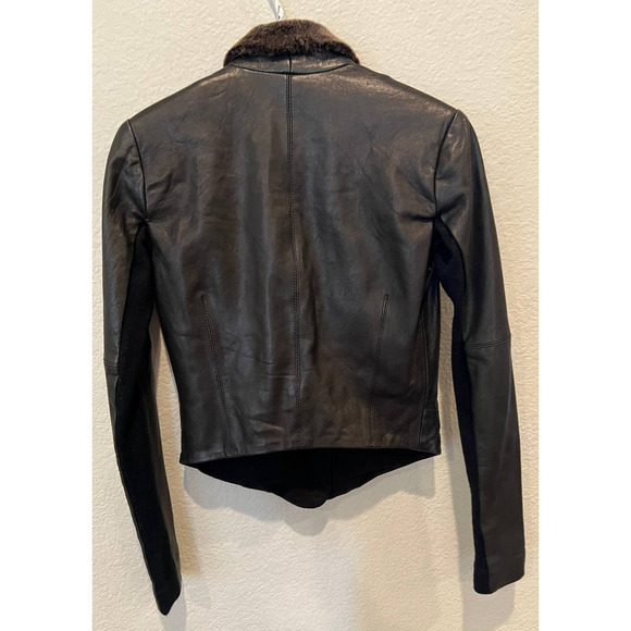 Veda Dom shearling shawl collar leather jacket (P) - Picture 4 of 10